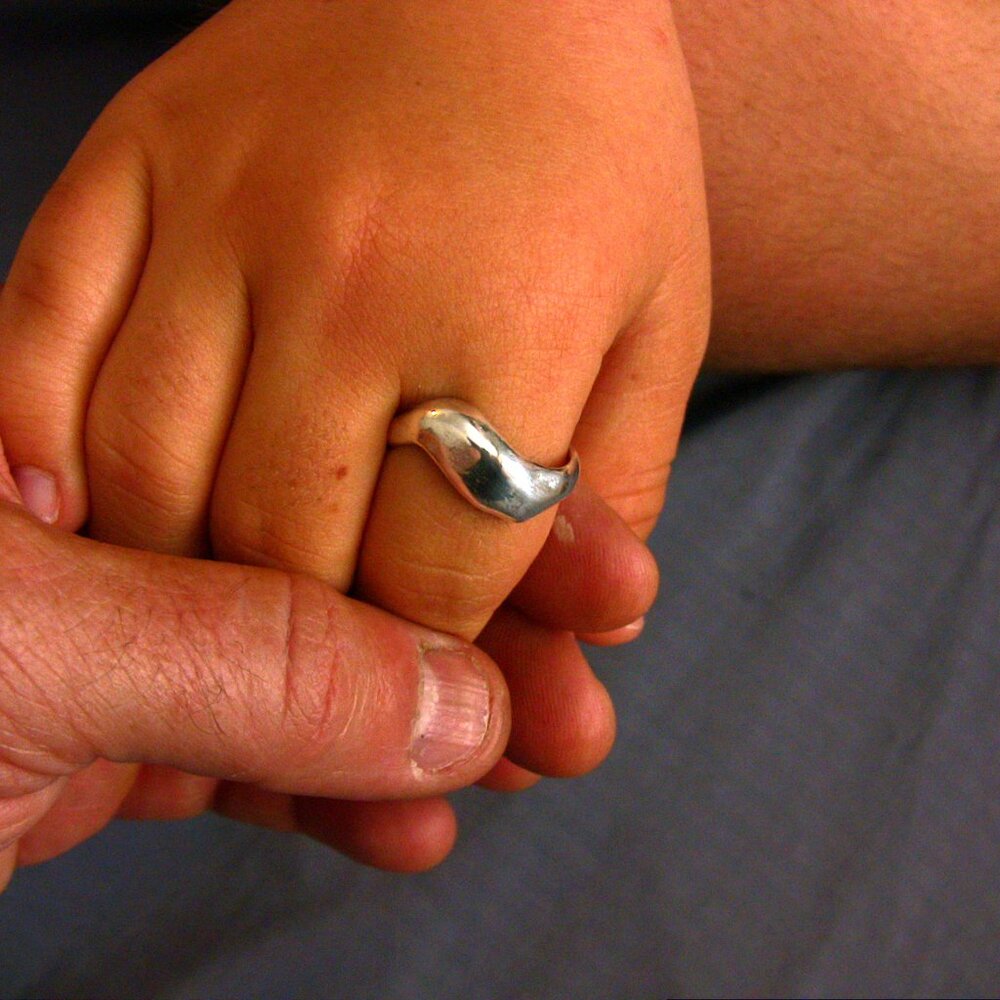 9999 pure silver wave ring